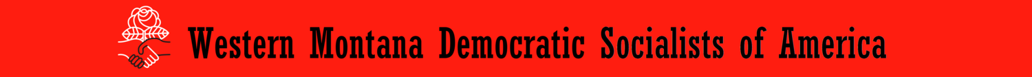 Banner with the DSA rose logo that reads Western Montana DSA