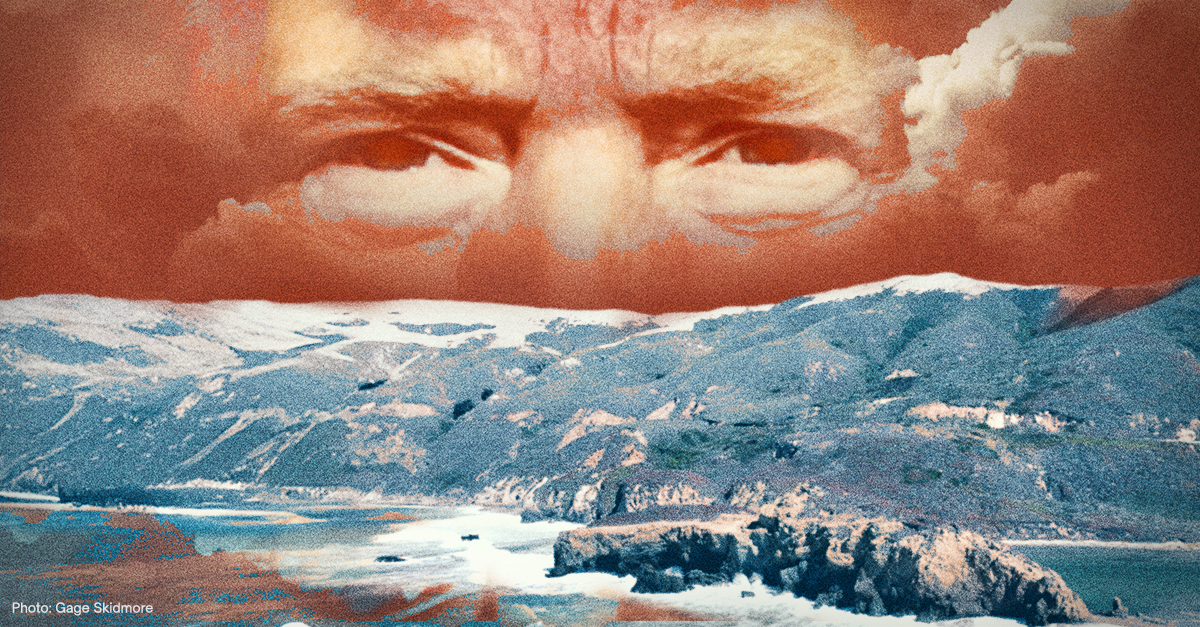 Trumps eyes gazing over the California landscape