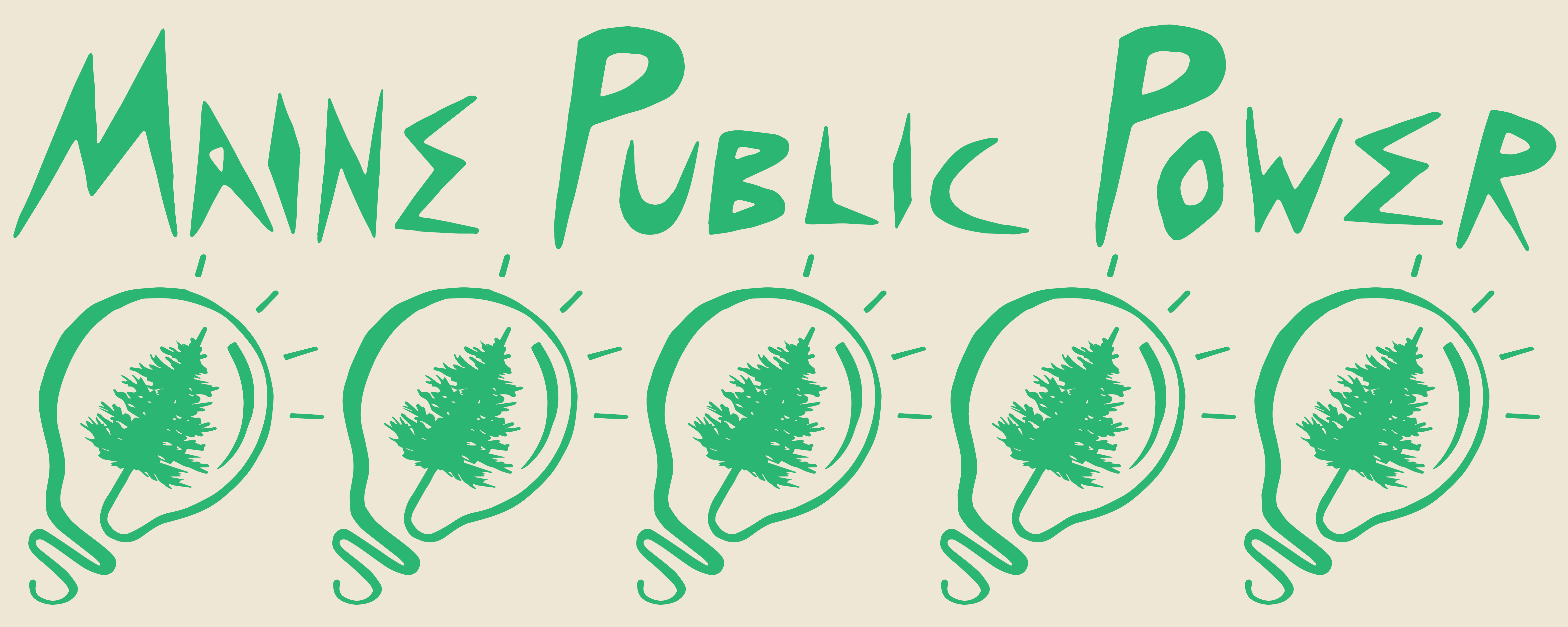 Maine Public Power banner with logo: lightbulb with pine tree coiled inside 