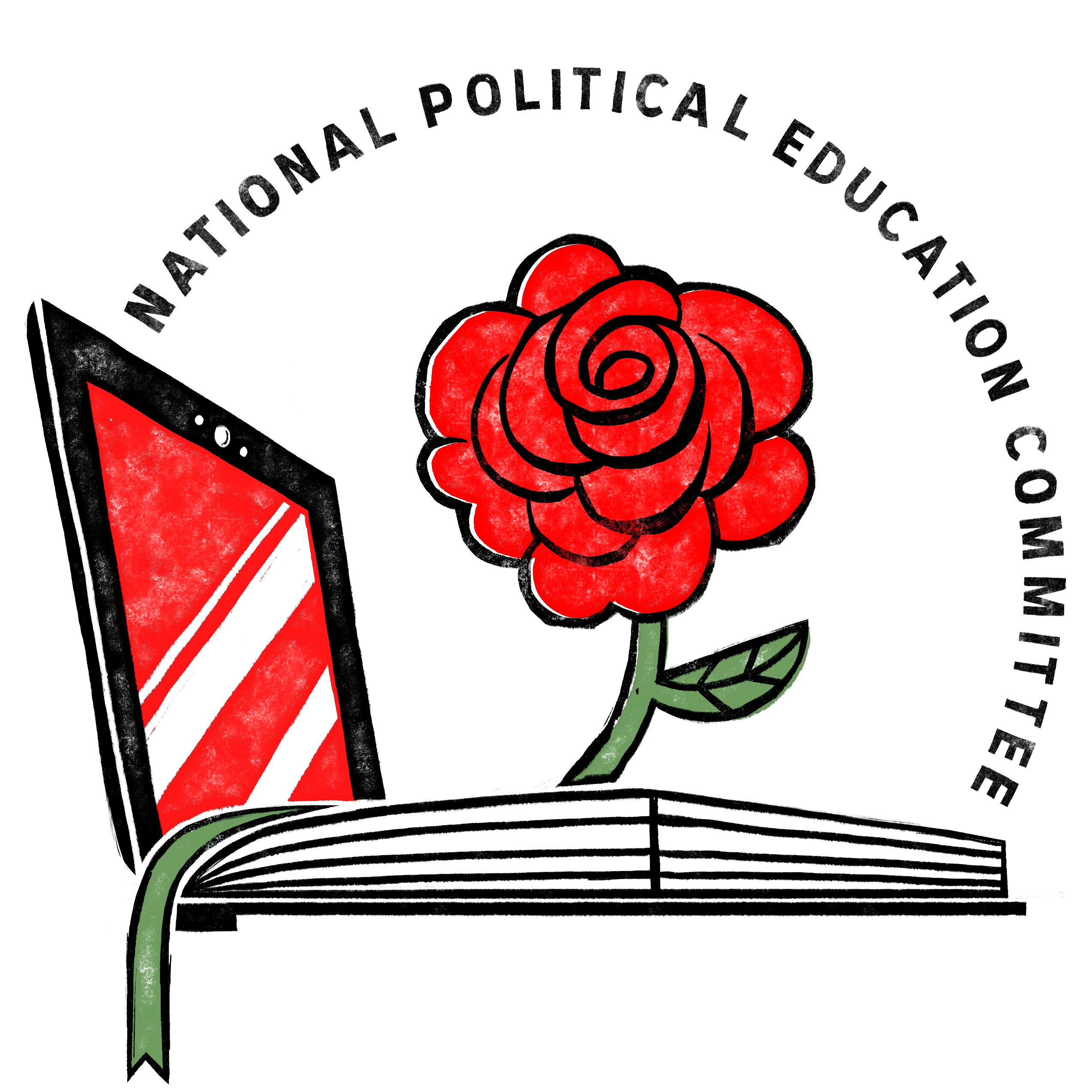 NPEC Logo with laptop combo book with a rose 