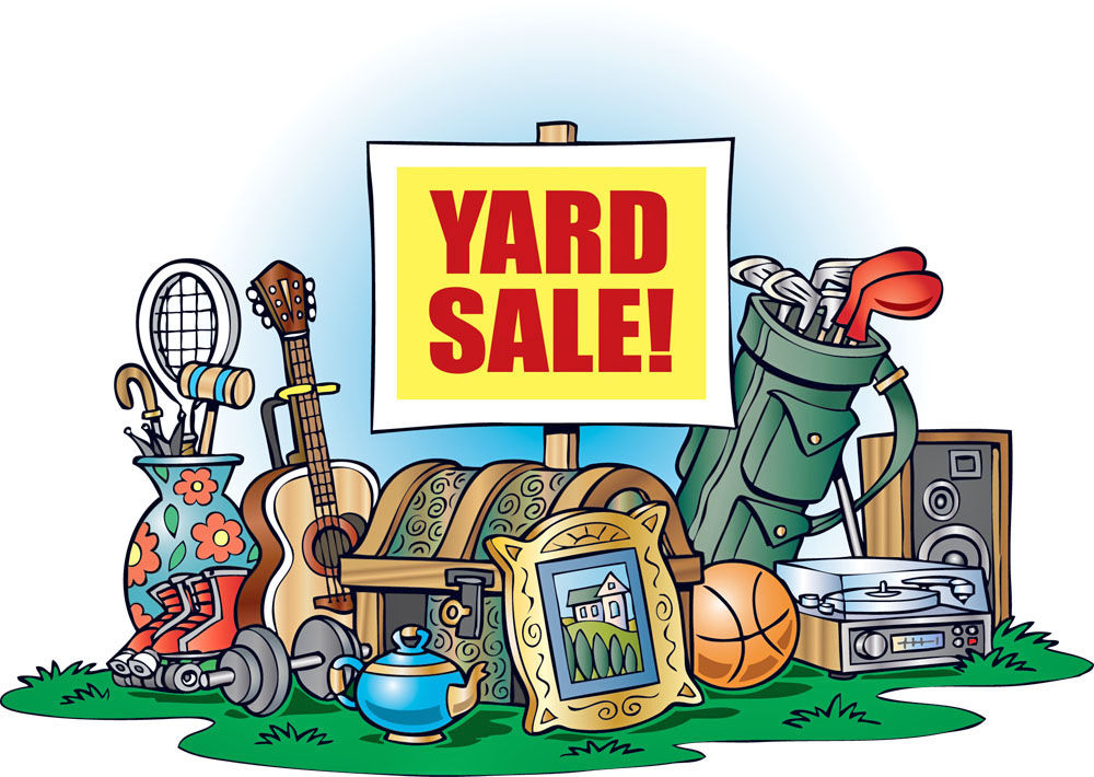 Yard sale cartoon illustration