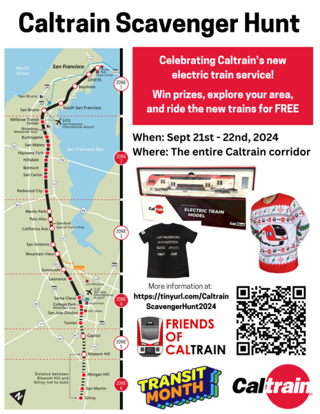 Caltrain Scavenger Hunt to celebrate new electric train service ...