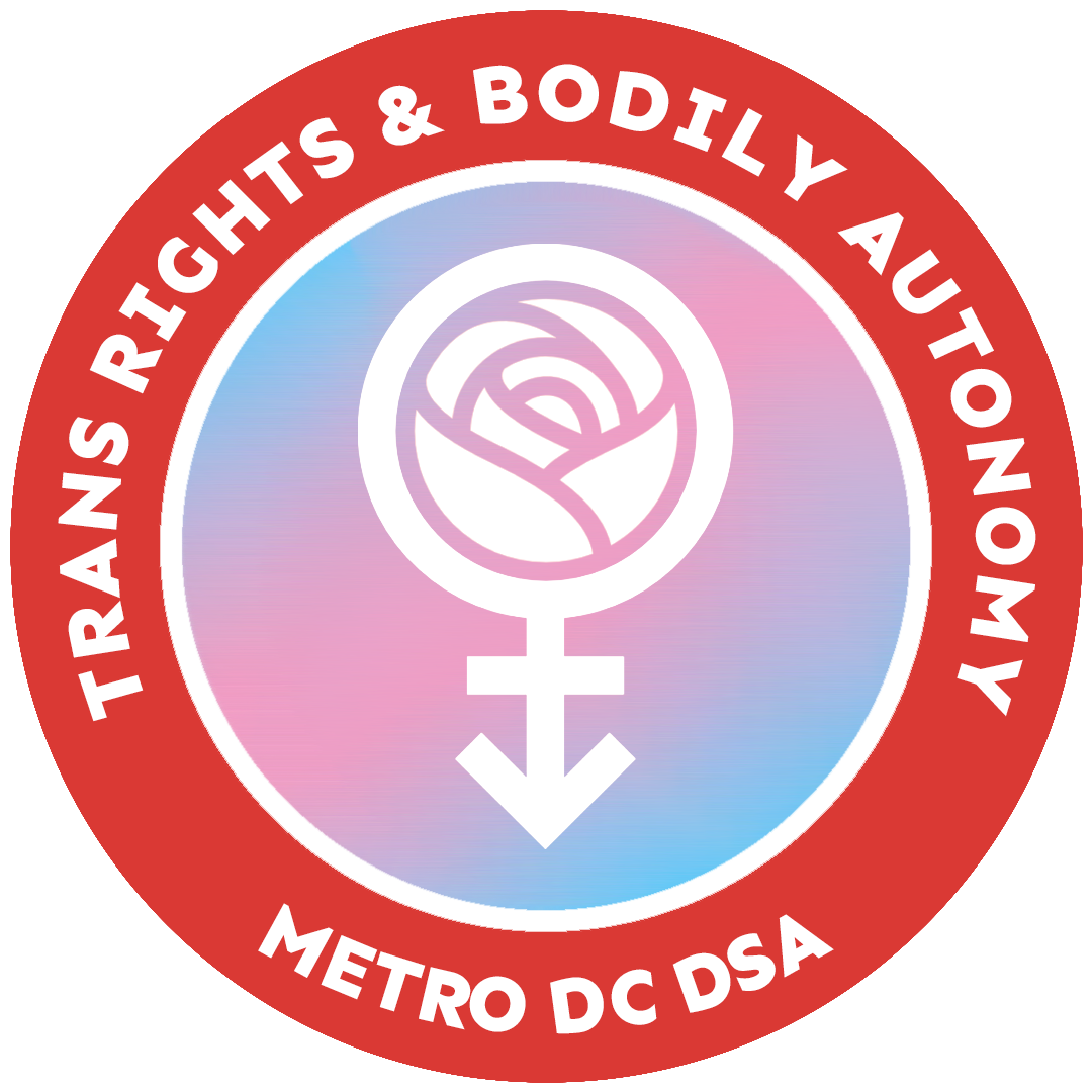 Metro DC DSA Trans Rights & Bodily Autonomy Logo