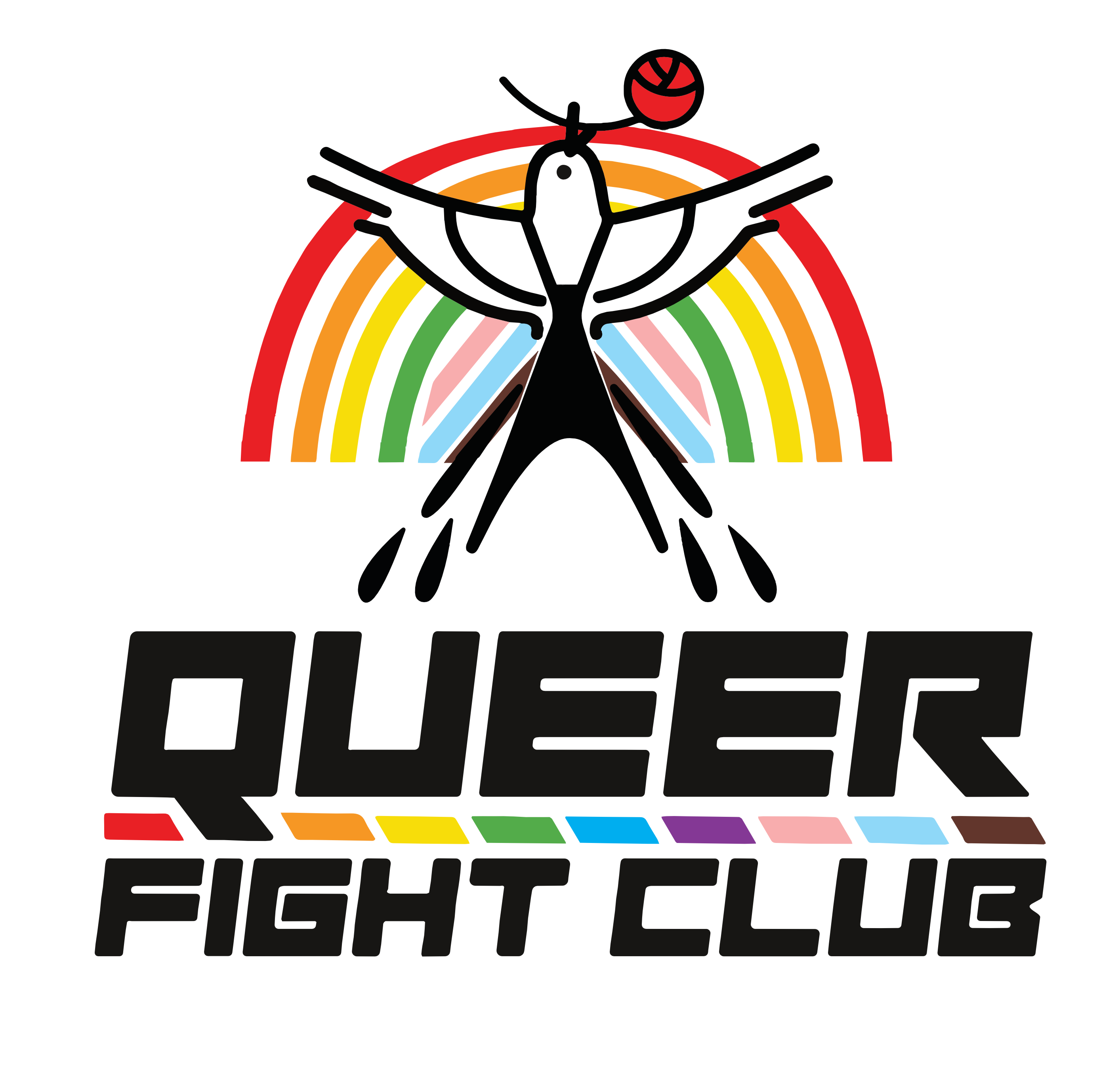 A scissortail flycatcher holding a rose in its beak soars upwards through a rainbow with text reading "Queer Fight Club" below.