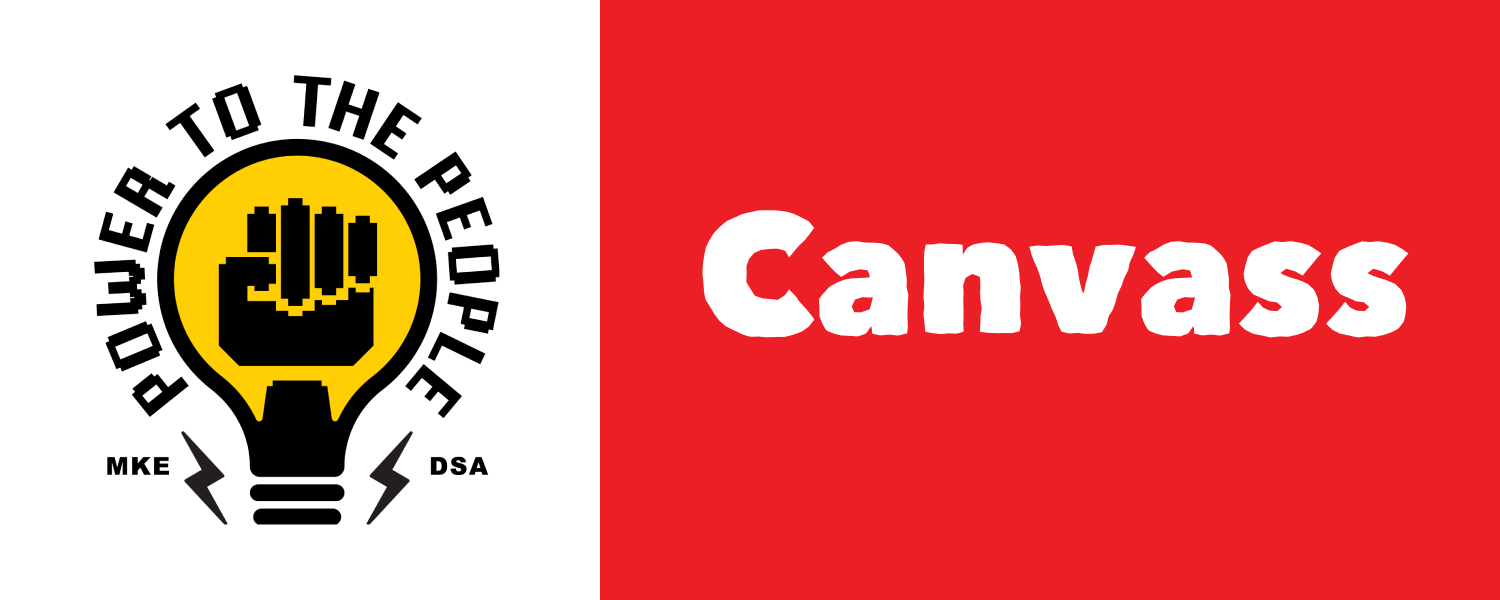 Power to the people logo and text saying Canvass