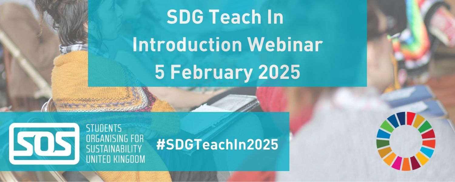 Graphic promoting the SDG Teach In webinar introduction