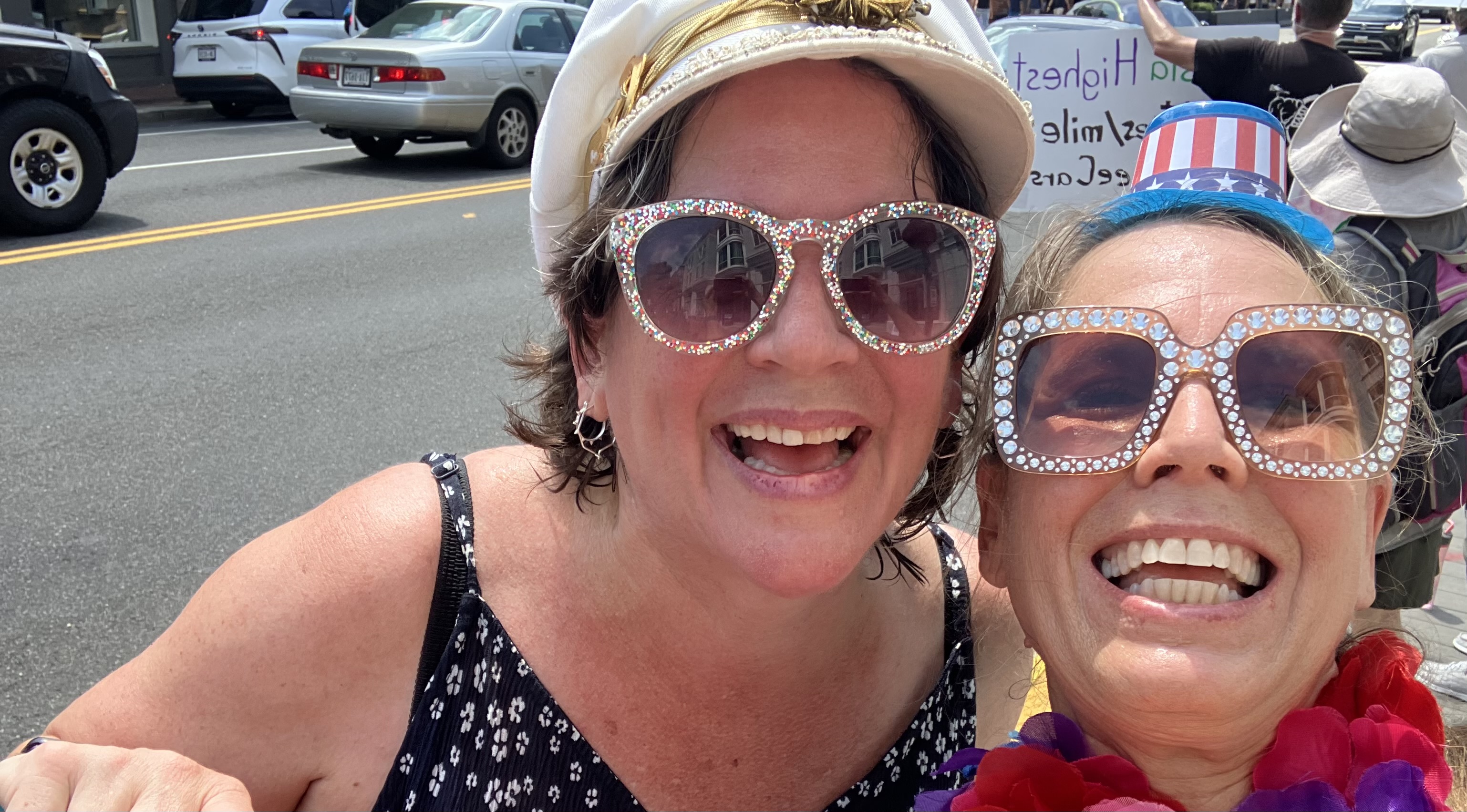 Friends protesting