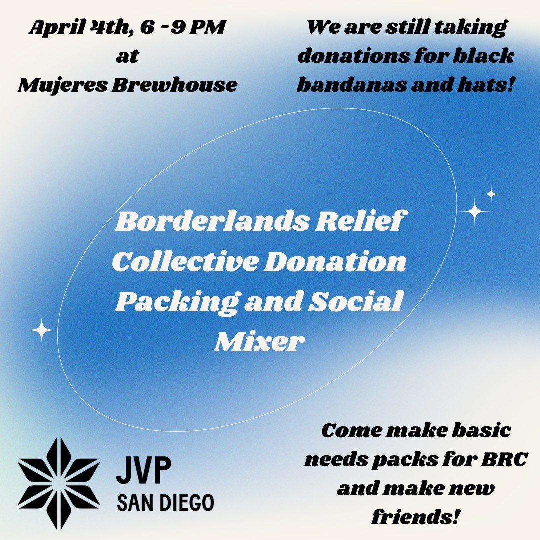 Flyer for Havdallah ceremony and Borderlands Relief Collective donation drive.