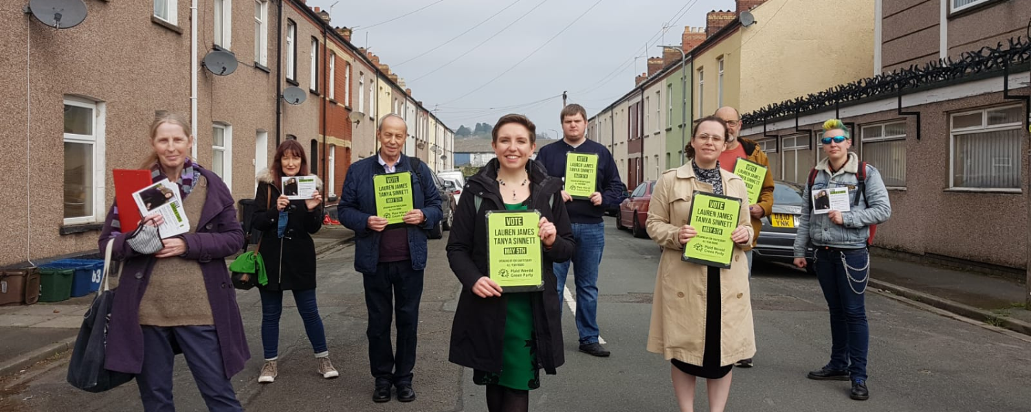 A group of Green Party campaigners in Shaftesbury, Newport