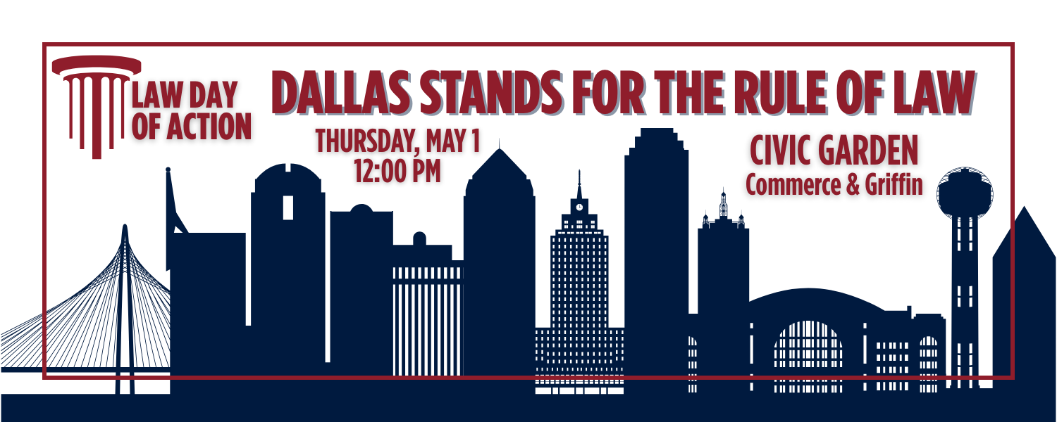 Dallas Stands for the Rule of Law Banner - Dallas Skyline