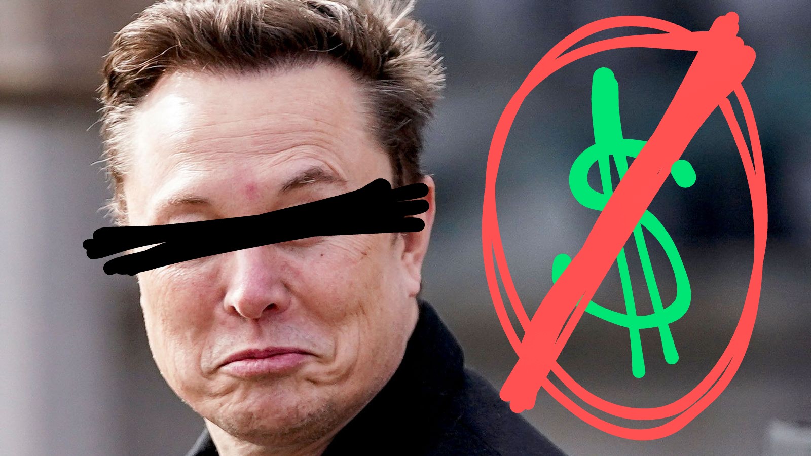 The Fascist in question - Elon Musk with a bar across his eyes and dollar signs crossed out.