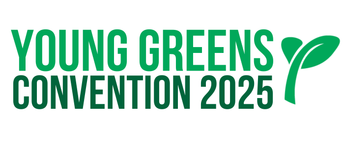 Graphic with text that reads "Young Greens Convention 17th & 18th August - Bristol"