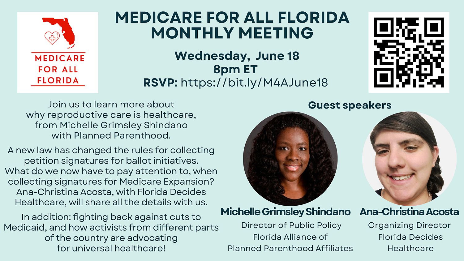 Event image for June 18 Medicare for All Florida monthly meeting