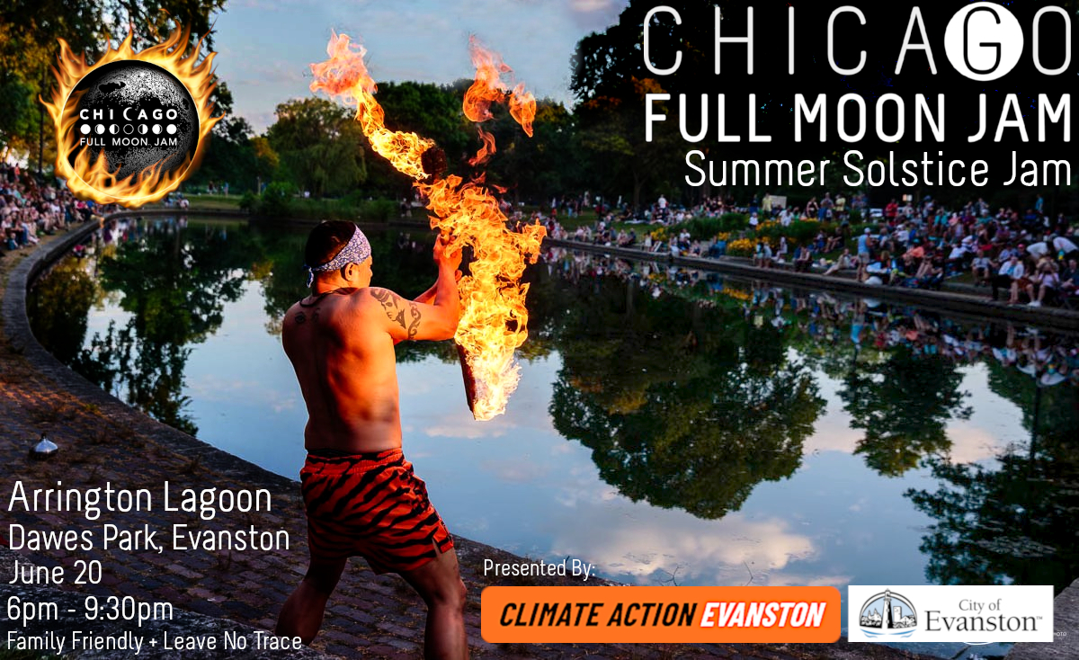 Chicago Full Moon Jam poster for our 2025 Solstice Event