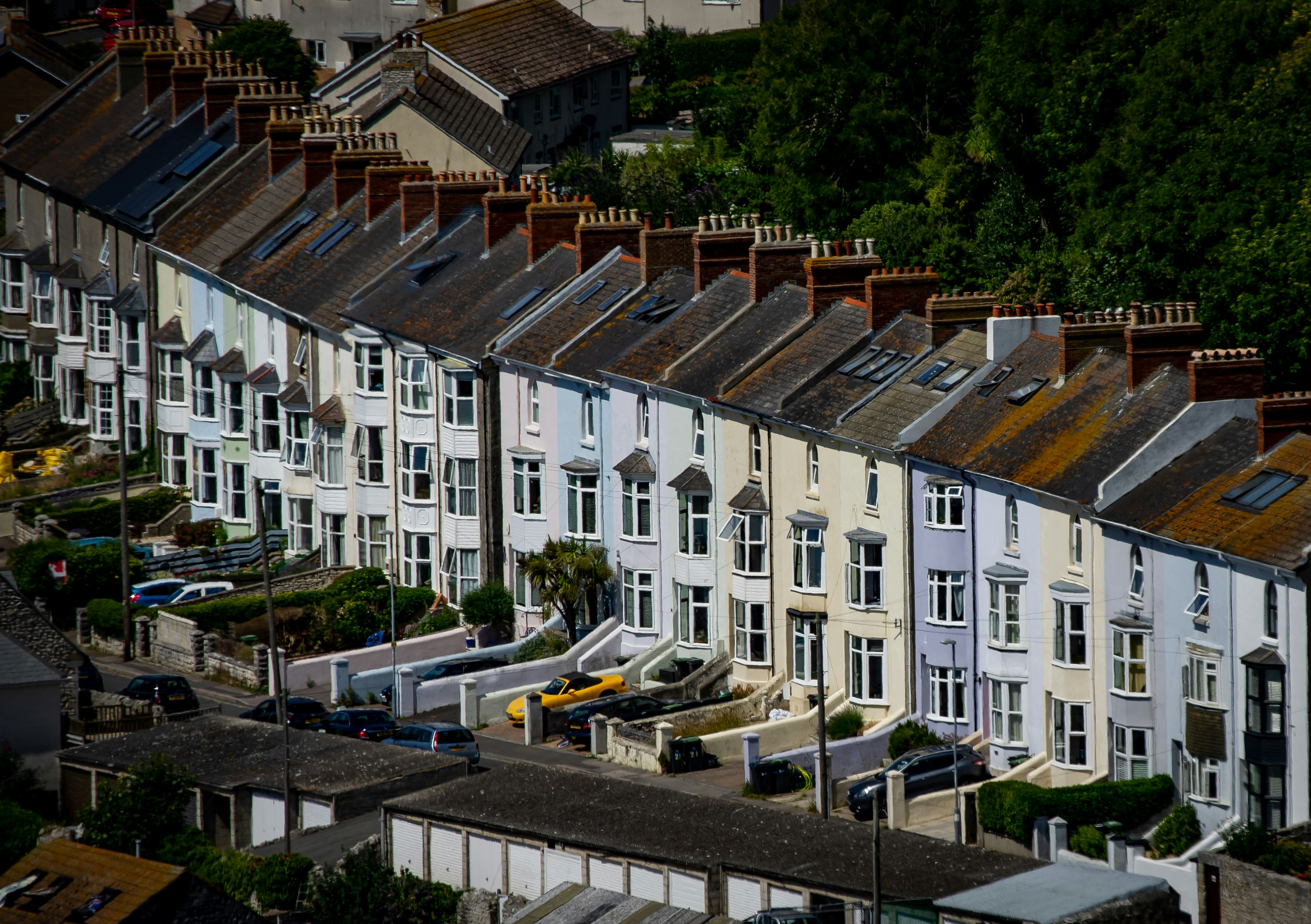 aerial shot of terraced housing