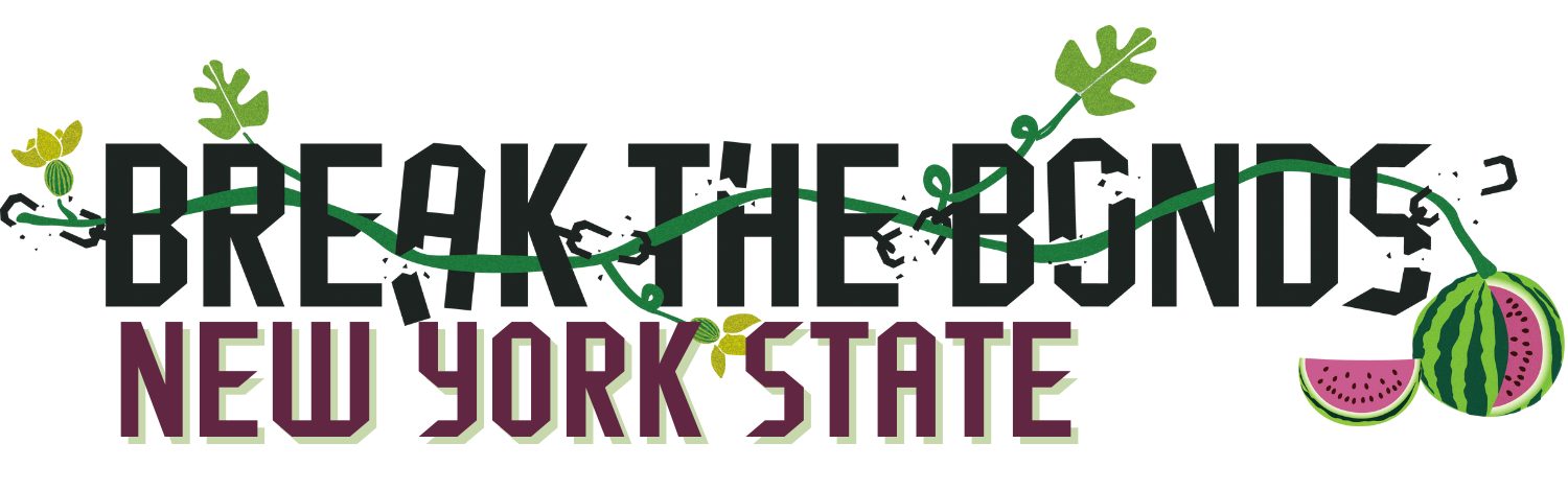 Break the Bonds New York State logo with watermelon vine woven through