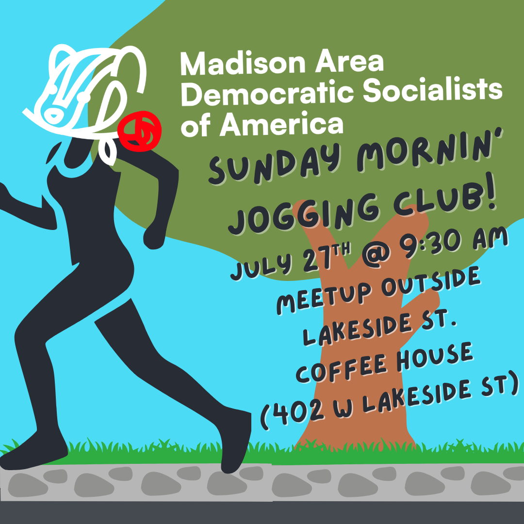 Madison DSA Sunday Jogging Club, Meet 9:30 AM in front of Lakeside St Coffee House, 402 W Lakeside St