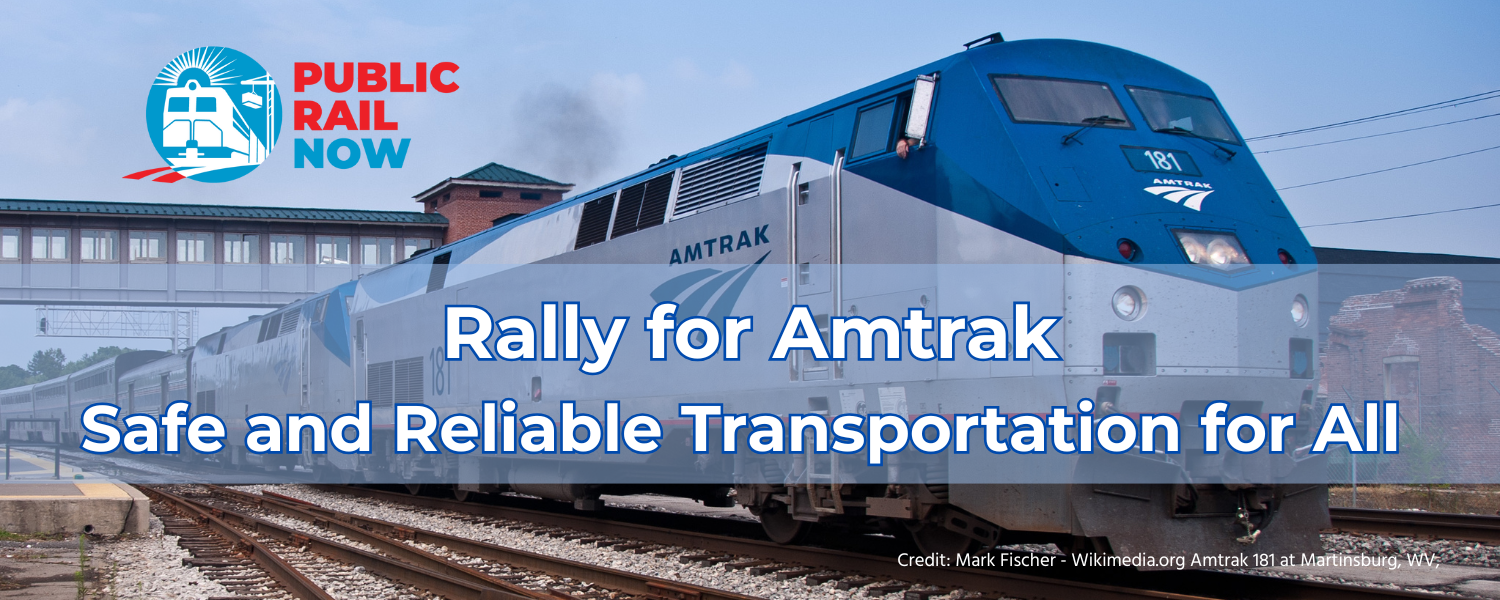 Amtrak train with text and a logo edited over it