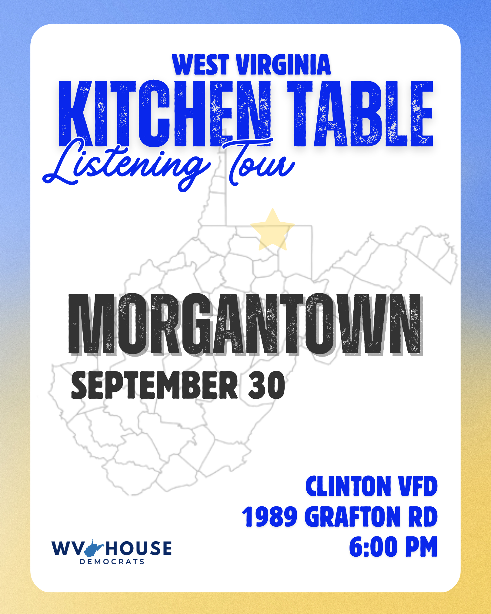 WV Kitchen Table Tour - Morgantown September 30