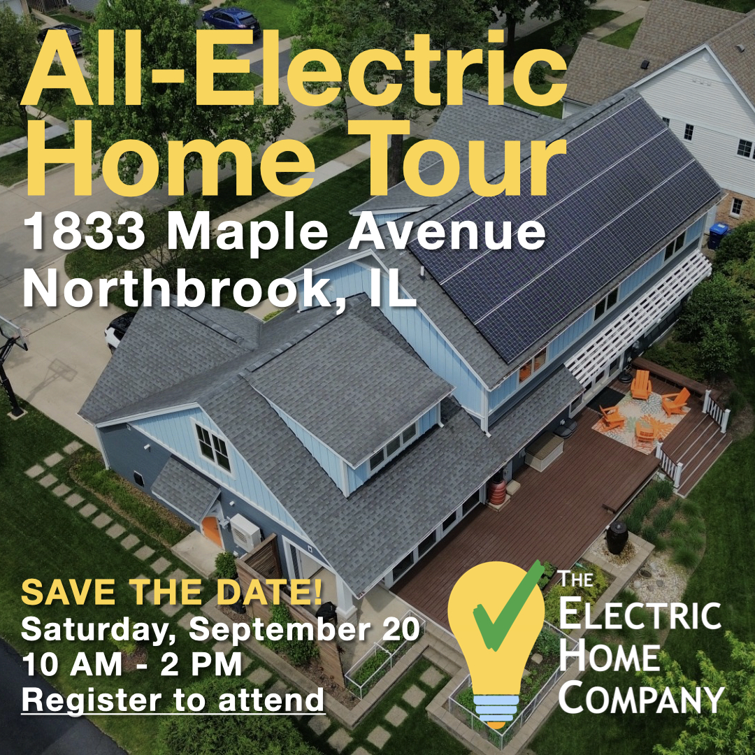 Overhead image of all-electric home with 39 solar panels
