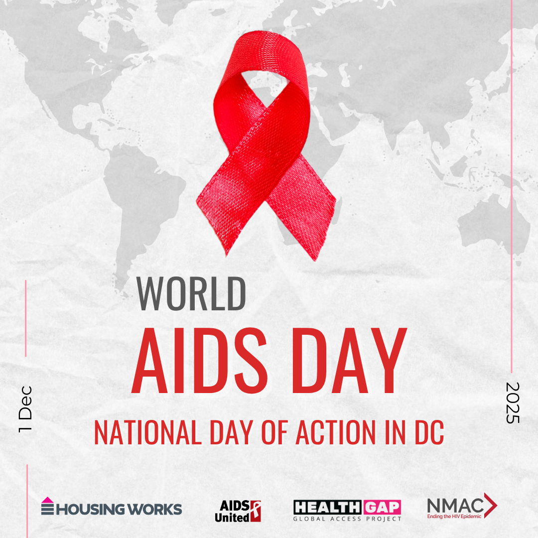 A crowd of Housing Works activists at the NYC AIDS Memorial on December 1, 2022