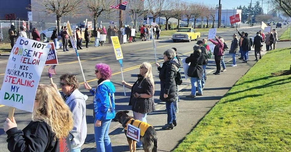 A group of people protesting
