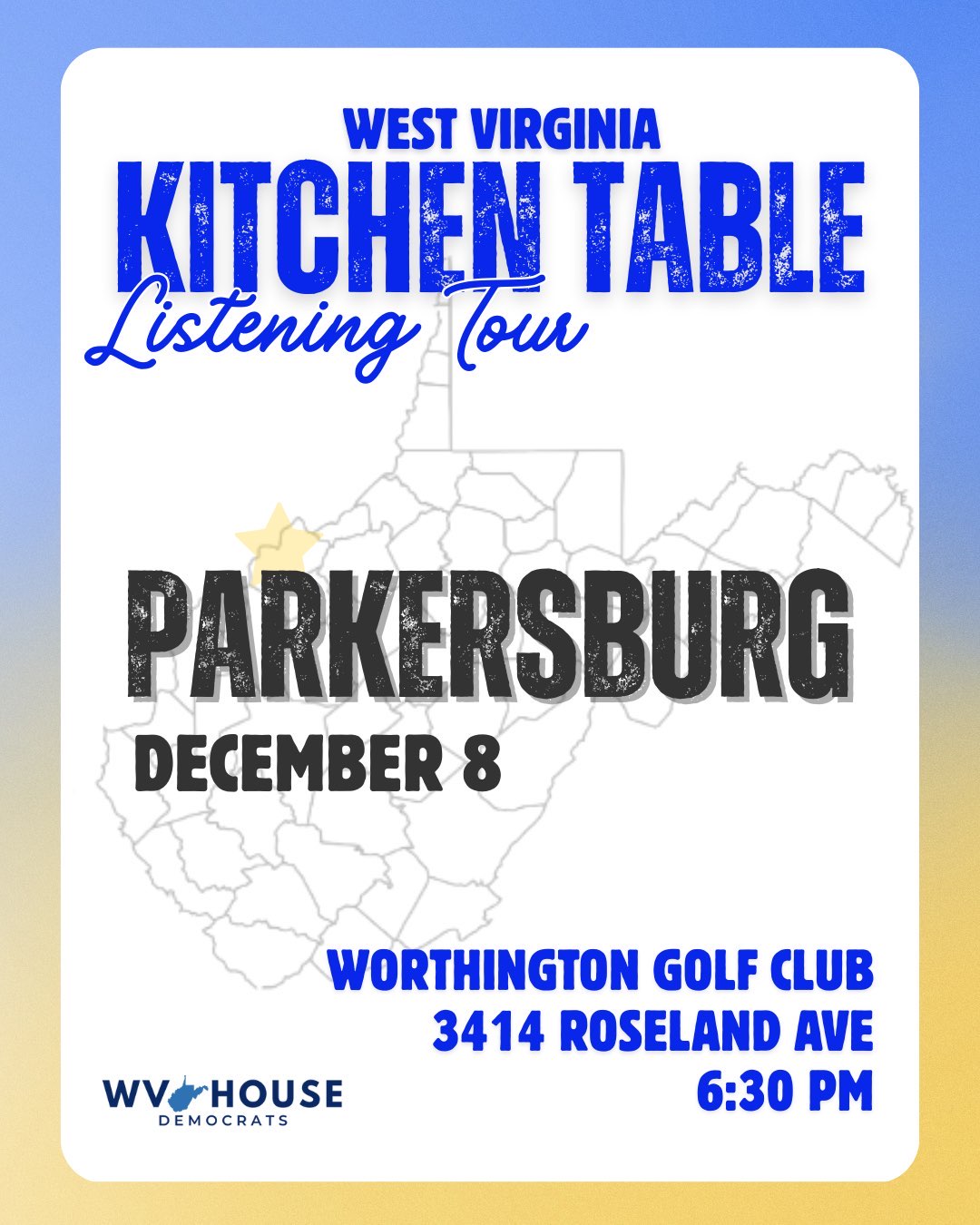 WV Kitchen Table Tour - Parkersburg December 8