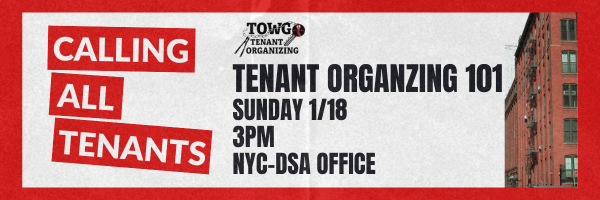 Graphic promoting the TOWG Tenant Organizing 101