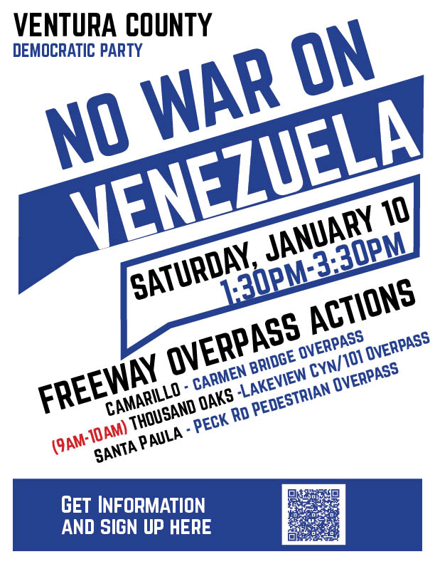 'No War on Venezuela' Freeway Overpass Action Ventura County