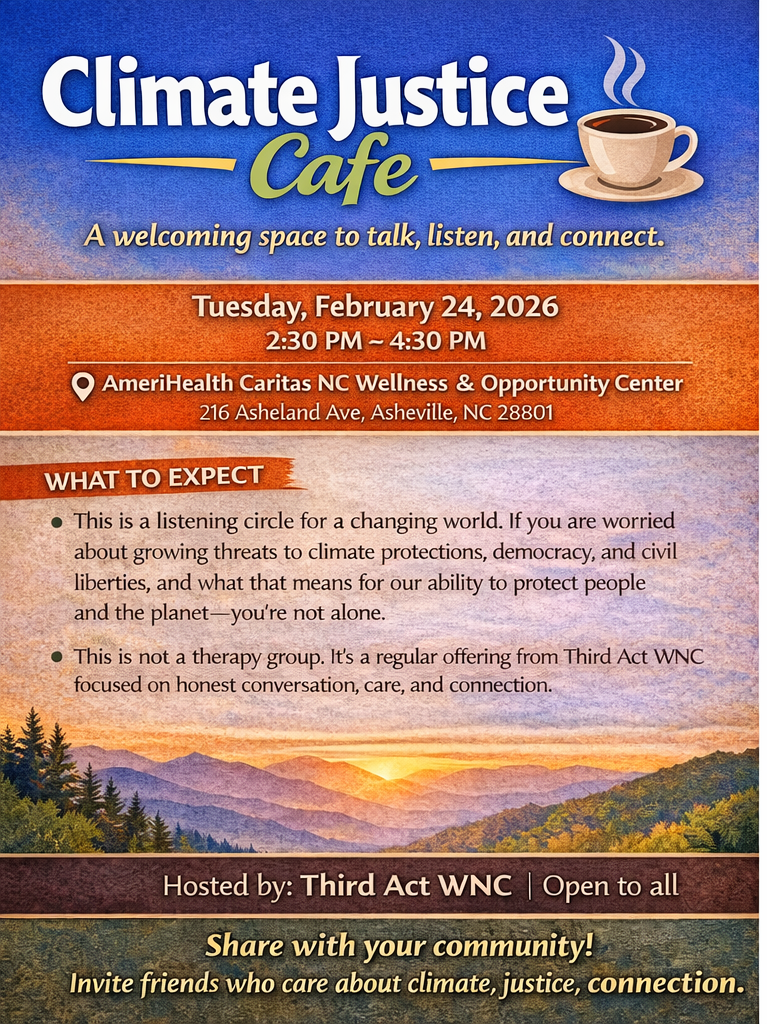 coffee cup over NC mountains