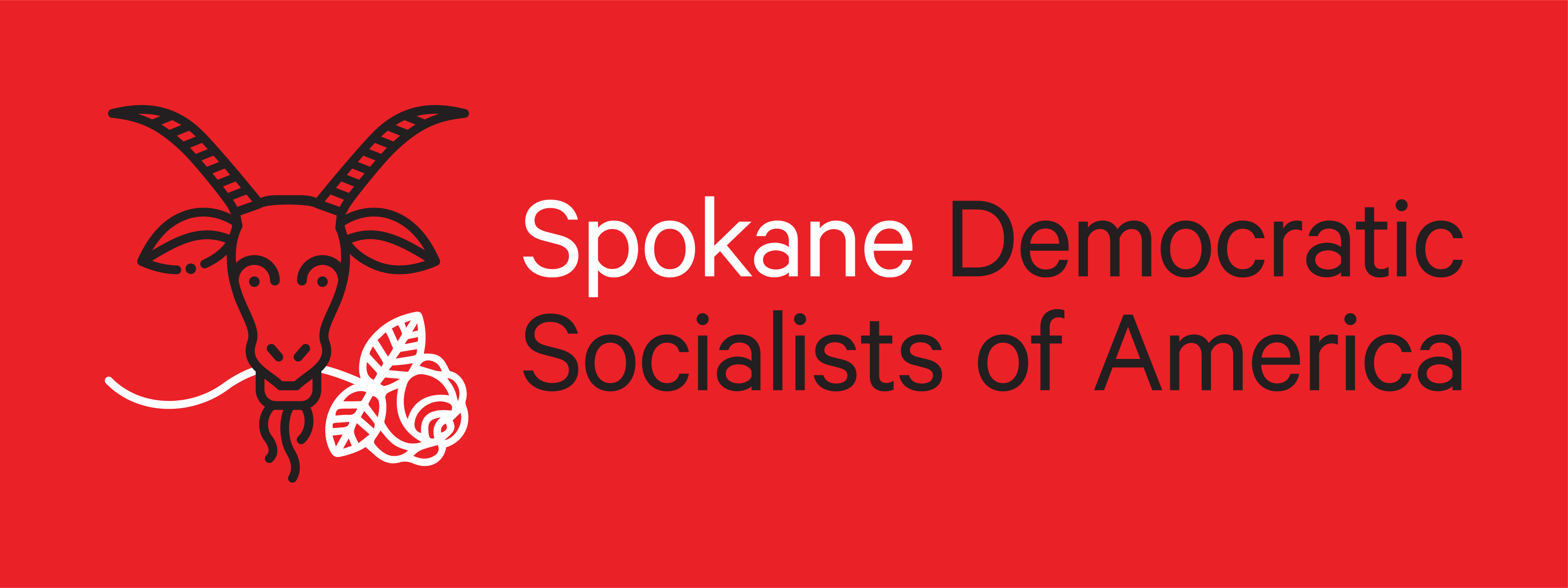 Spokane DSA Logo, the famous Garbage Goat with a rose in it's teeth