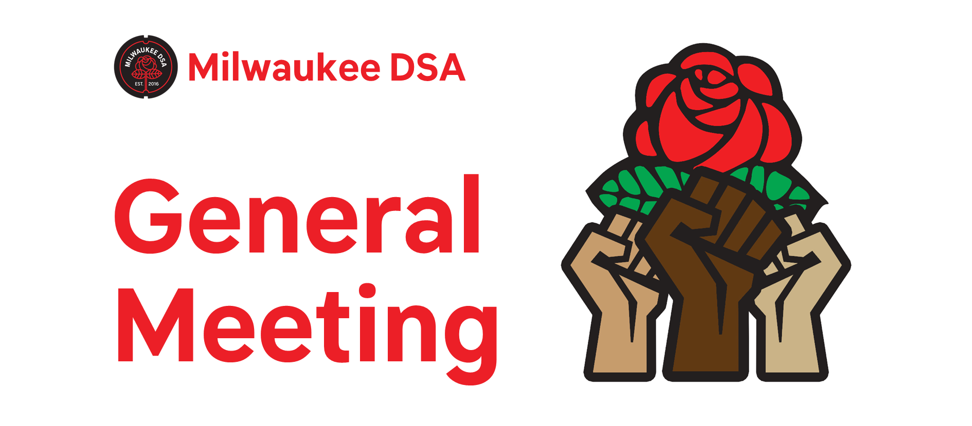 Illustration of multi-racial raised fists with rose in the background