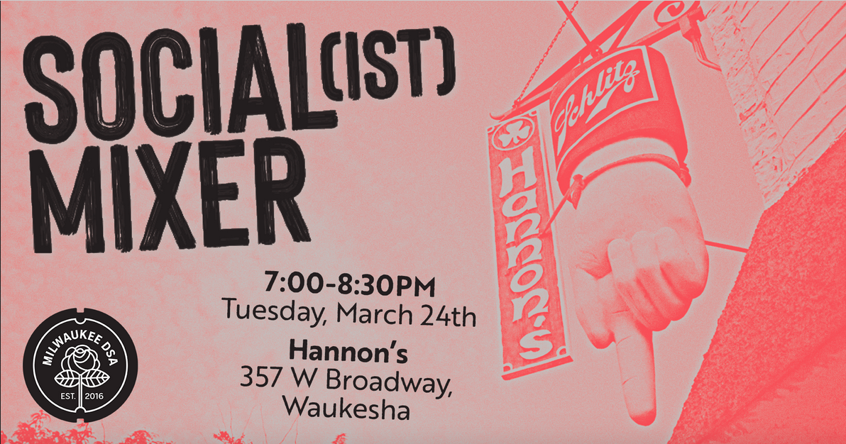 Red image with words socialist mixer 