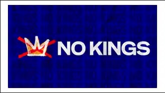 Blue image with the words no kings