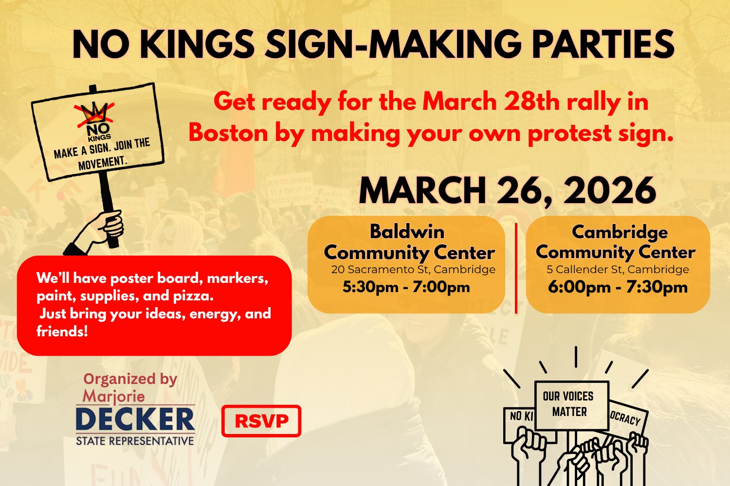No Kings Sign Making Party, Cambridge Community Center - Action Network
