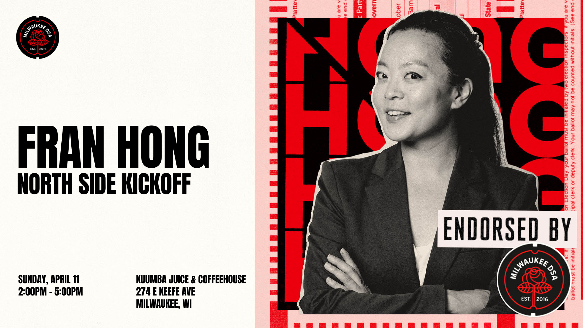 Image of Francesca Hong along with event information