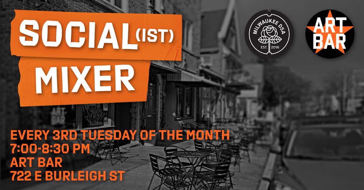 Background image of Art Bar with the words Social(ist) Mixer