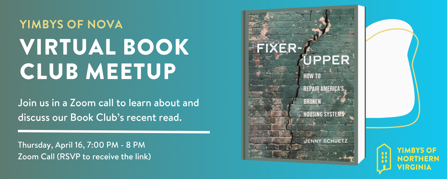Join us in a Zoom call to learn about and discuss our Book Club’s recent read, Fixer-Upper by Jenny Schuetz. RSVP to receive the zoom link.