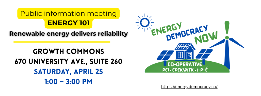 Charlottetown public information session, 3:00 PM, April 25, 2026 at Growth Commons.