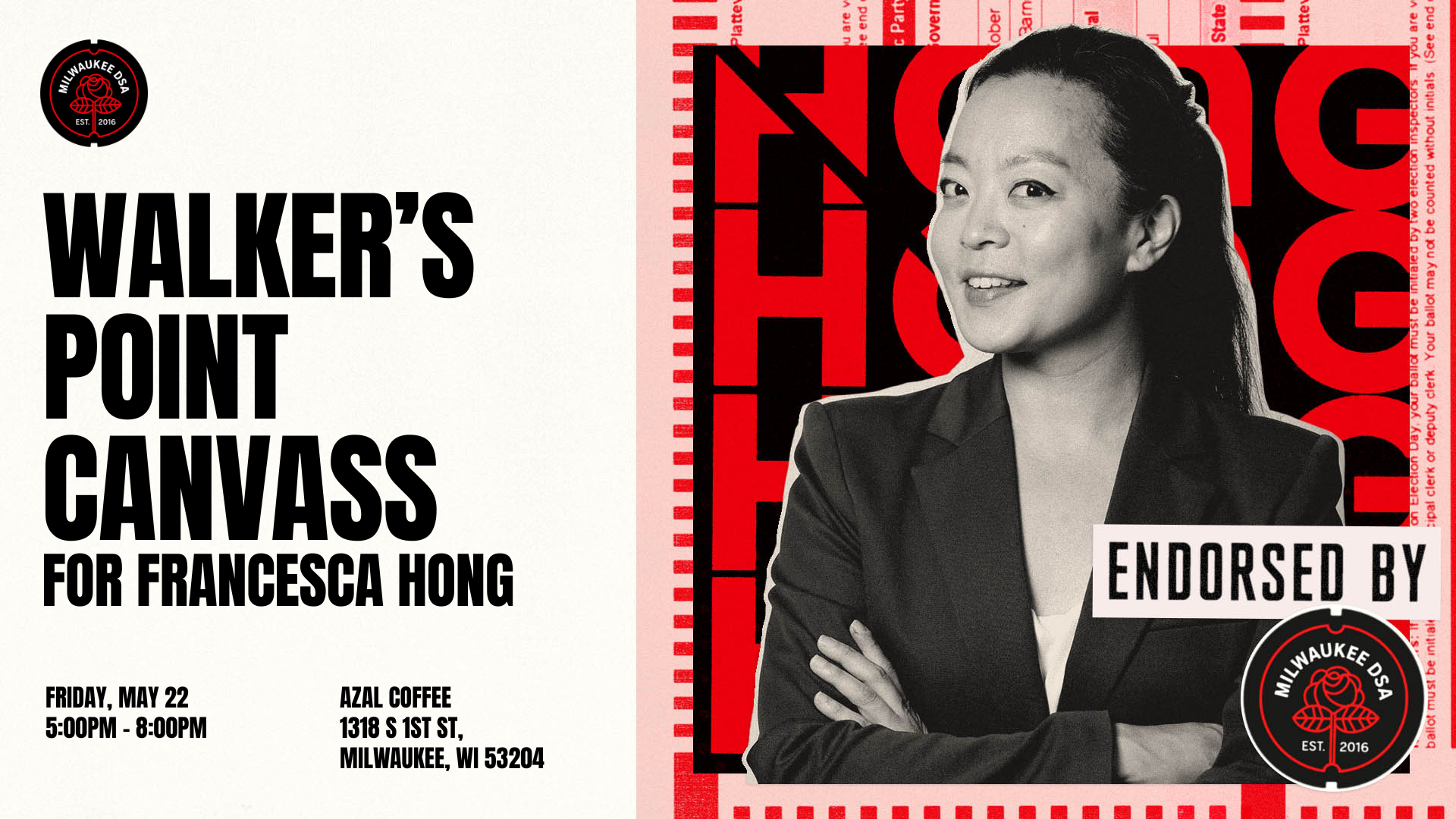 An image of Francesca Hong with the text 'Walker's Point Canvass"