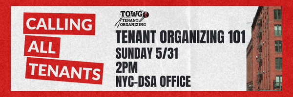 Graphic promoting the TOWG Tenant Organizing 101