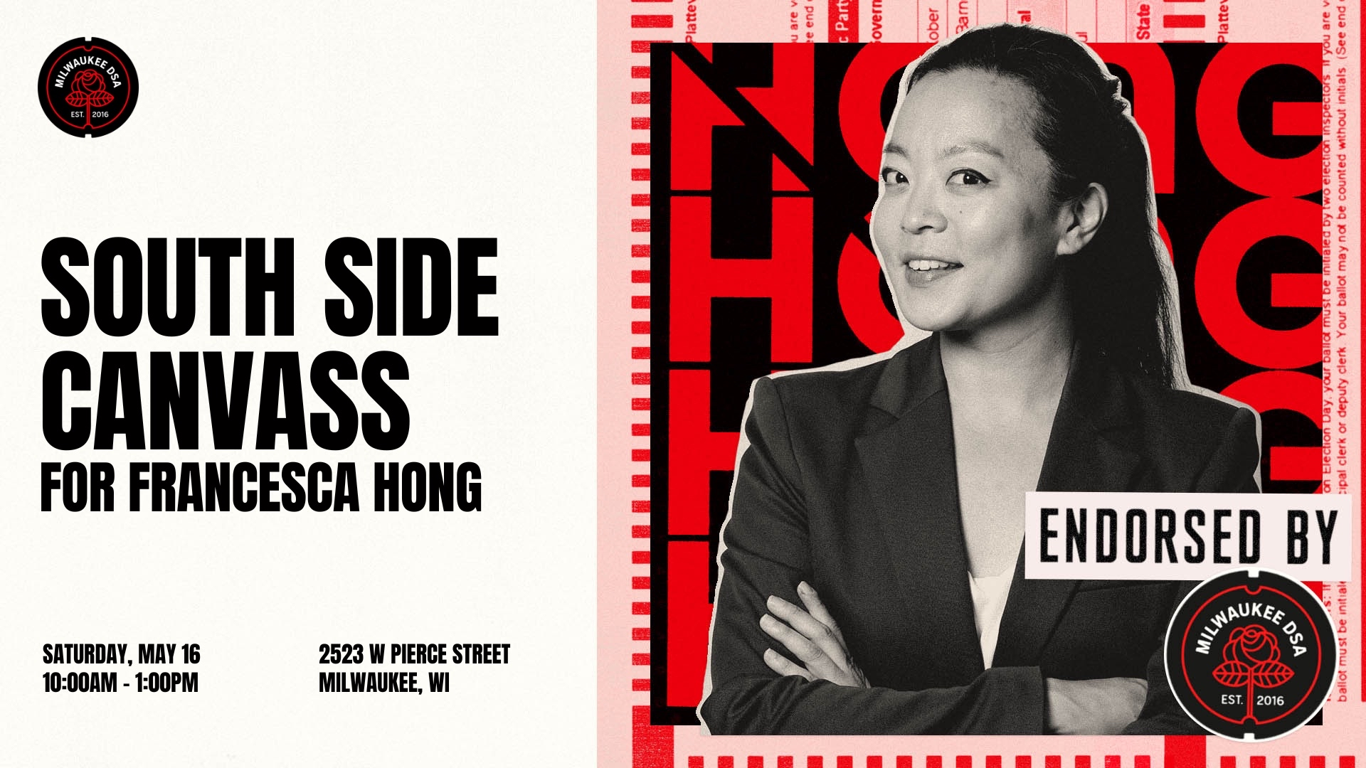 An image of Francesca Hong with text that reads 'South Side Canvass'