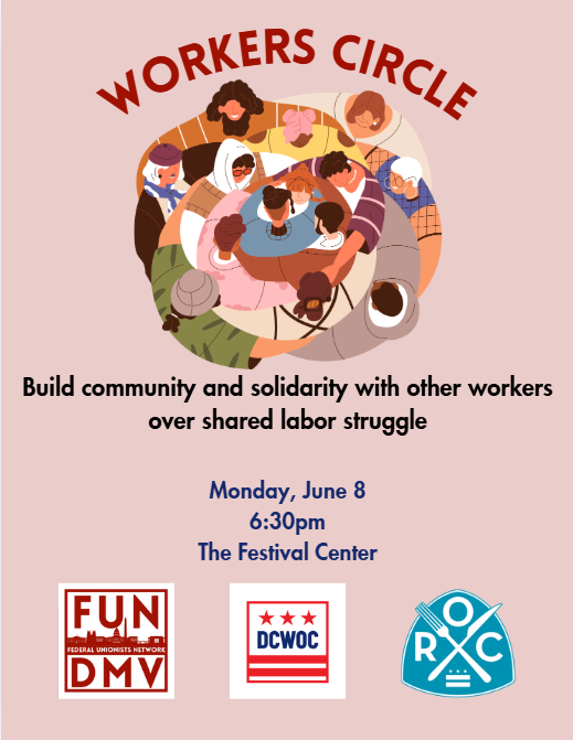 A graphic of individuals in a circular group hug is on top text with the details of the event. The bottom has the Federal Unionist Network logo