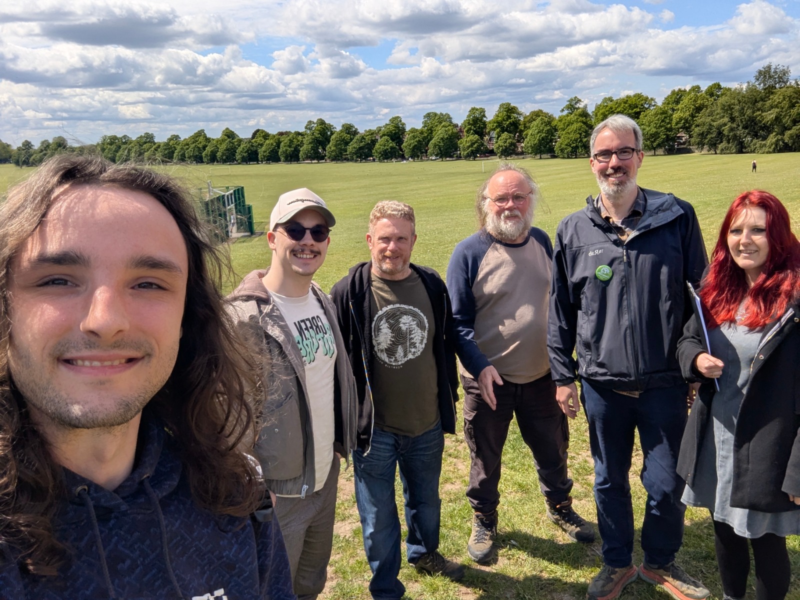 A group of Doncaster Green Party canvassers on Town Field at our last canvassing session