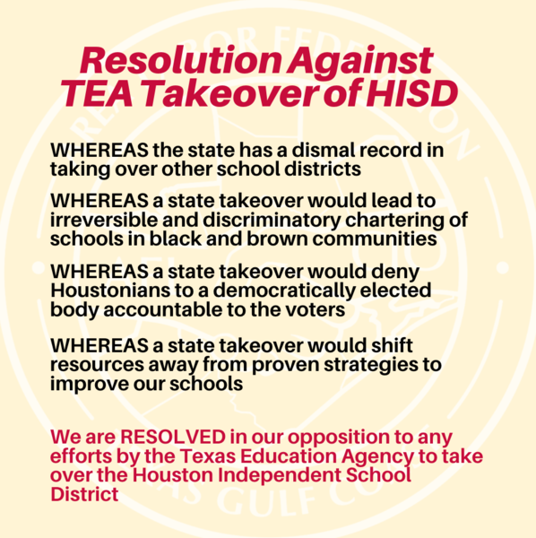 Resolution Against TEA Takeover of HISD