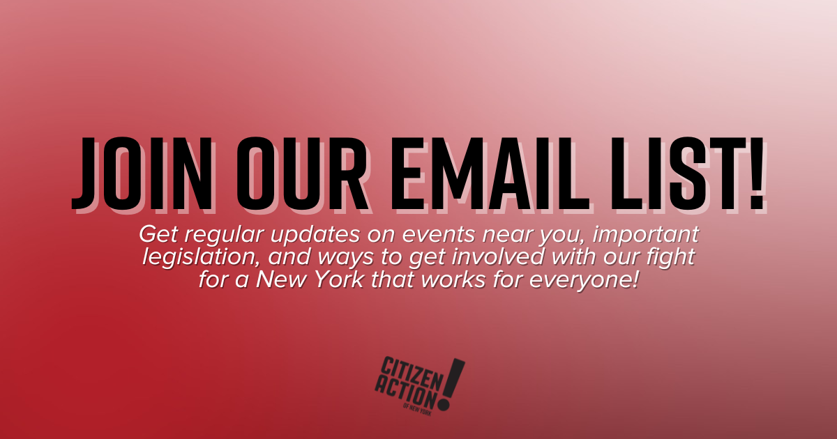 Join our email list! Get regular updates on events near you, important legislation, and ways to get involved with our fight for a New York that works for everyone!