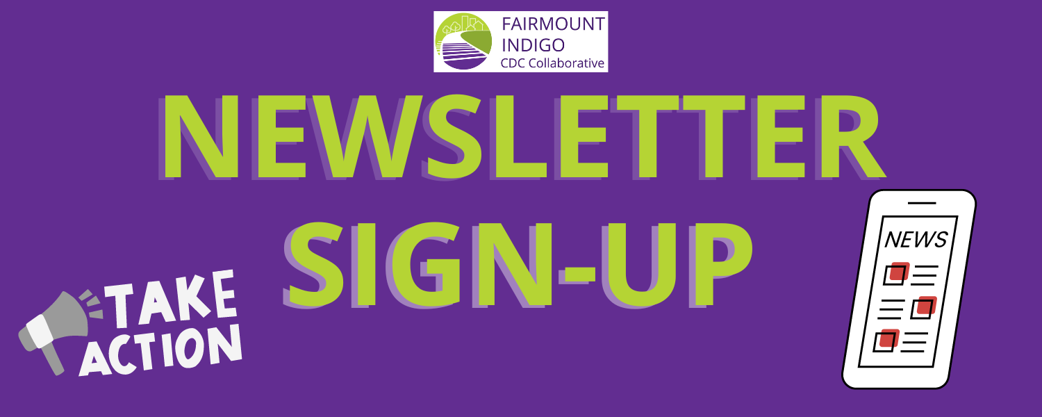 "NEWSLETTER SIGN-UP" text on a purple background