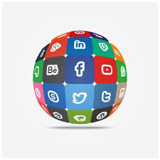 A globe made up of social media logos
