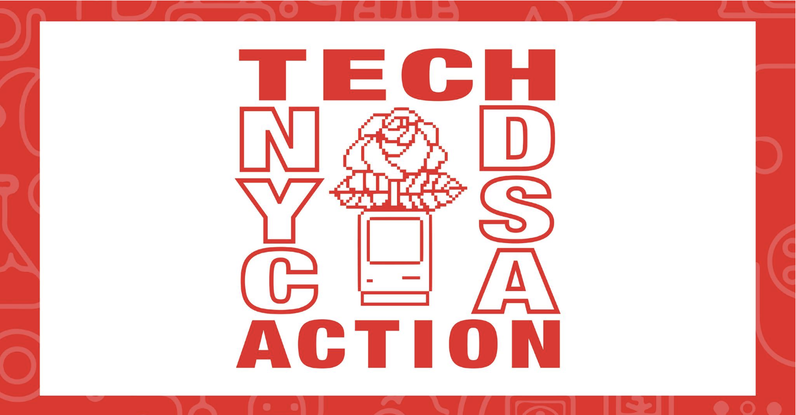 NYC DSA Tech Action Logo a computer and a rose