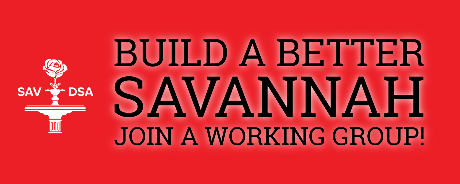 Sav DSA logo with text reading, " Build a Better Savannah, Join a Working Group"